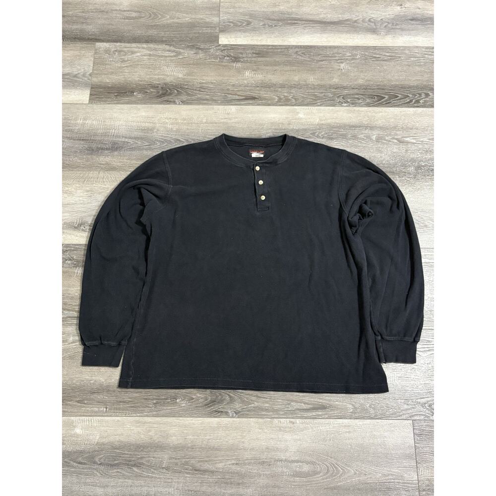 Vintage 90s Union Line Black Henley Thermal Made In USA Retro - Men’s XXXL 3XL